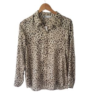 Zara Longsleeve Button Down Animal Print Size Small. Blouse
